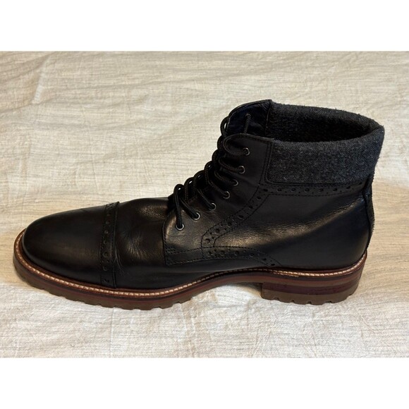 Johnston Murphy JM1850 Men’s 10M Black Cap Toe Brogue Boots Lug Sole main image 7